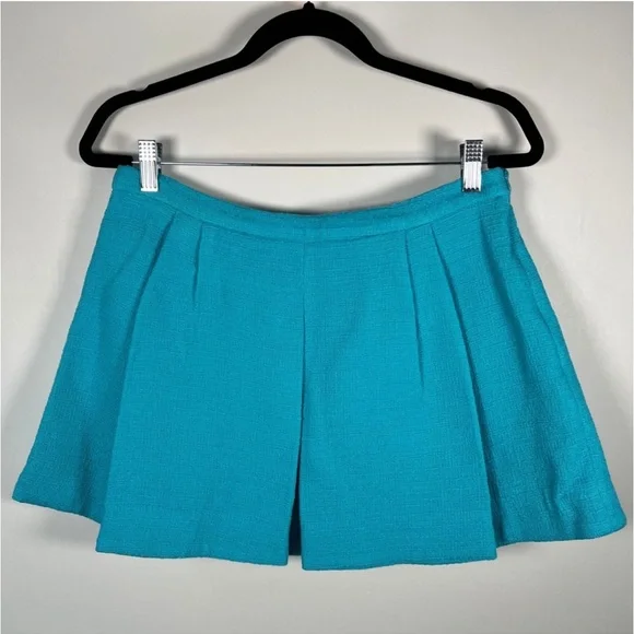 Zara NWT tweed  blue mini pleated skort / skirt with built in hidden shorts - Picture 11 of 12